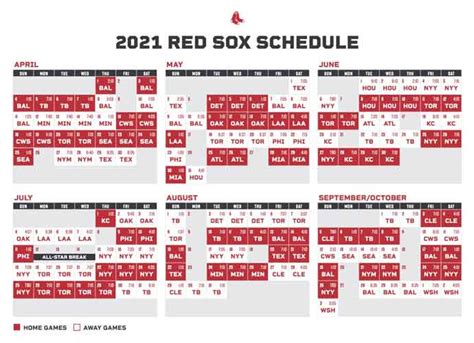boston red sox schedule 2021